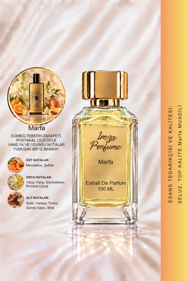 Marfa Muadili | Mandalina - Sümbülteber - Sandal - Vanilya | Baş Döndürücü ve Harika Unisex Extrait Parfüm