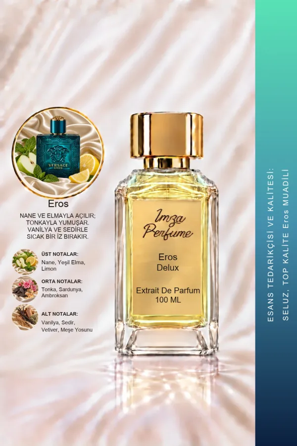 - Delux - Eros Muadili | Nane - Yeşil Elma - Limon - Tonka Fasulyesi | Fresh ve Canlı Intense Extrait Erkek Parfüm