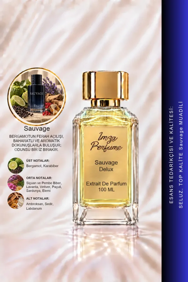 - Delux - Sauvage Muadili | Ambroxan- Misk - Vetiver - Sedir Ağacı | Odunsu ve Oryantal Intense Extrait Erkek Parfüm