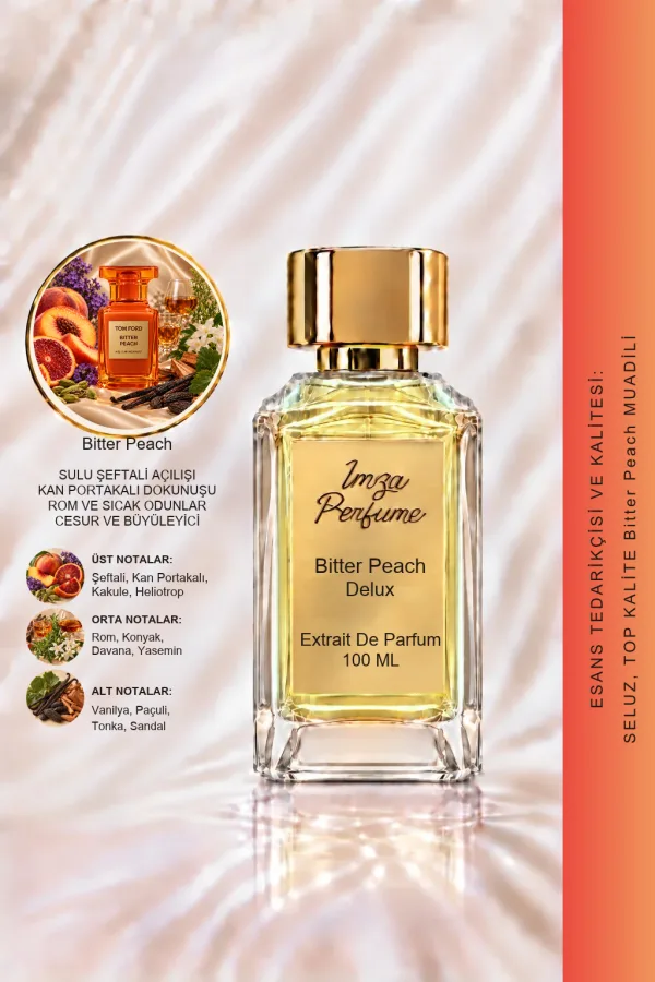 - Delux - Bitter Peach Muadili | Şeftali – Kan Portakalı – Paçuli – Vanilya | Tatlı ve Çekici Intense Unisex Delux Parfüm