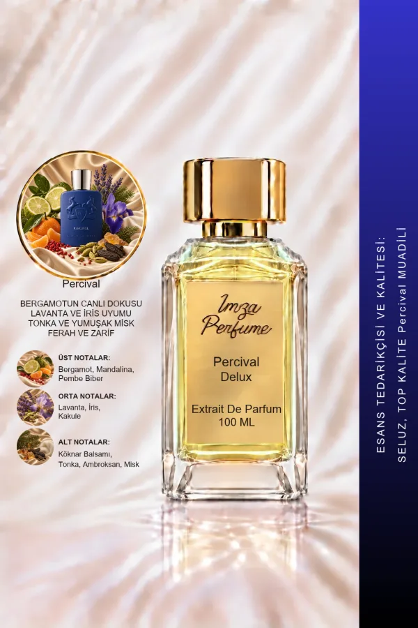 - Delux - Percival Muadili | Bergamot – Mandalina – Lavanta – Tonka Fasulyesi | Ferah ve Karizmatik Intense Erkek Delux Parfüm