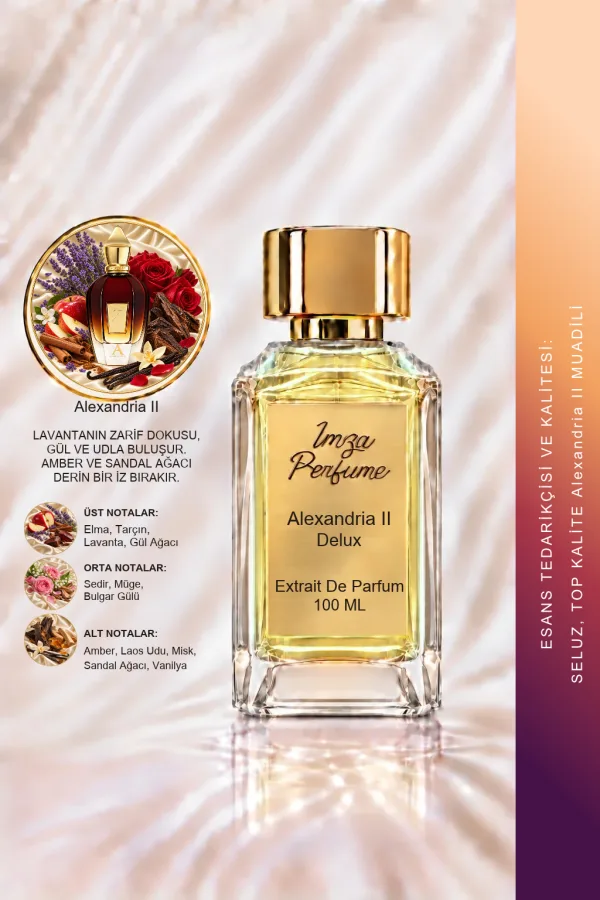 - Delux - Alexandria II Muadili | Gül Ağacı – Lavanta – Oud – Amber | Lüks ve Sofistike Intense Unisex Delux Parfüm