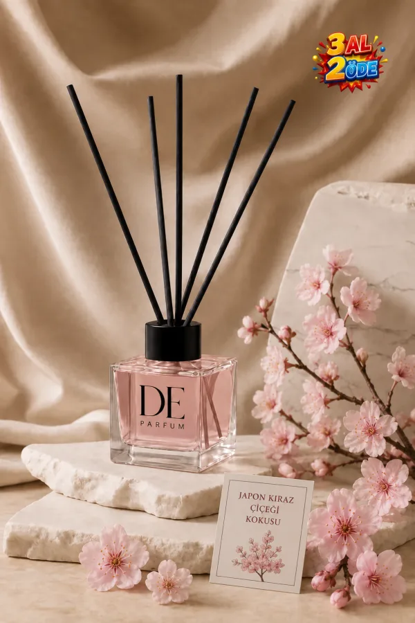 Japon Kiraz Çiçeği Kokulu Dekoratif 120 ml Bambu Çubuklu Oda Kokusu