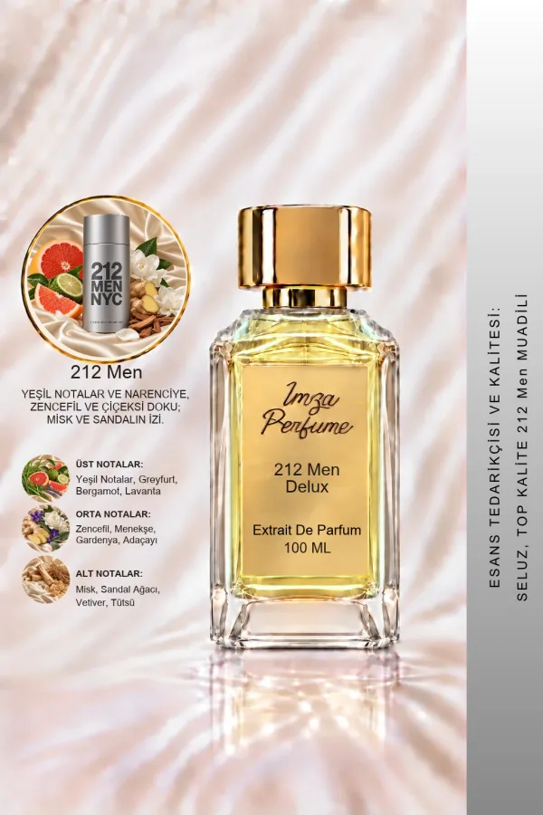 - Delux - 212 Men Muadili | Greyfurt – Zencefil – Yeşil Notalar – Misk | Ferah ve Şehirli Intense Erkek Delux Parfüm