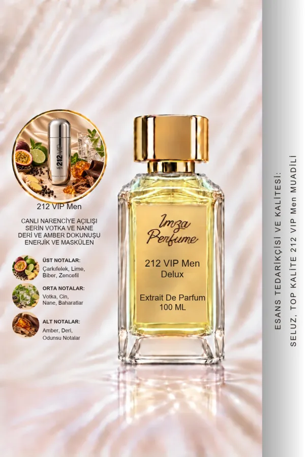 - Delux - 212 VIP Men Muadili | Zencefil – Nane – Votka – Amber | Enerjik ve Çekici Intense Erkek Delux Parfüm