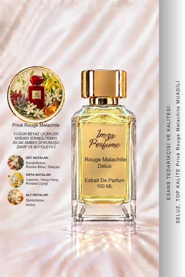 - Delux - Prive Rouge Malachite Muadili | Sümbülteber – Yasemin Sambac – Amber – Benzoin | Sıcak ve Büyüleyici Intense Kadın Delux Parfüm