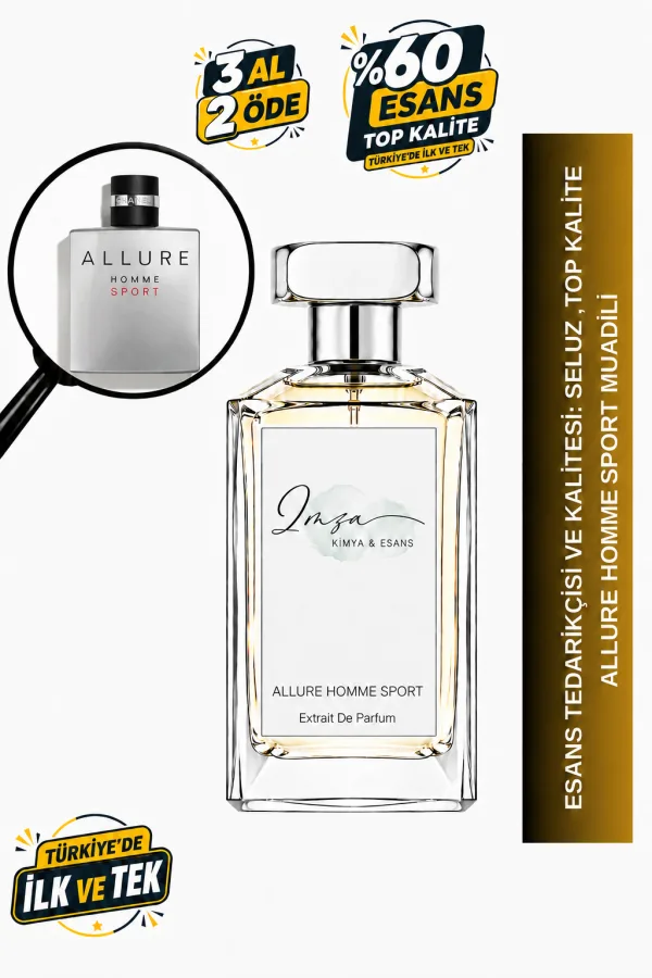 - Delux - Allure Homme Sport Muadili | Portakal – Deniz Notaları – Biber – Tonka Fasulyesi | Ferah ve Dinamik Intense Erkek Delux Parfüm