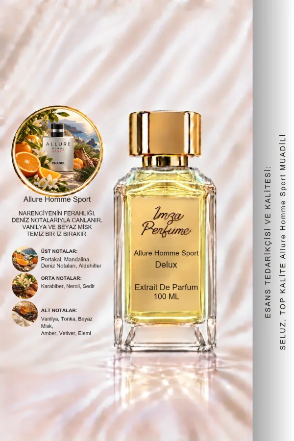 - Delux - Allure Homme Sport Muadili | Portakal – Deniz Notaları – Biber – Tonka Fasulyesi | Ferah ve Dinamik Intense Erkek Delux Parfüm
