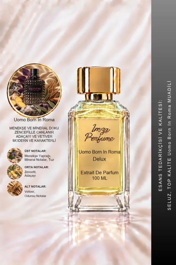 - Delux - Uomo Born In Roma Muadili | Menekşe Yaprağı – Adaçayı – Zencefil – Vetiver | Modern ve Karizmatik Intense Erkek Delux Parfüm
