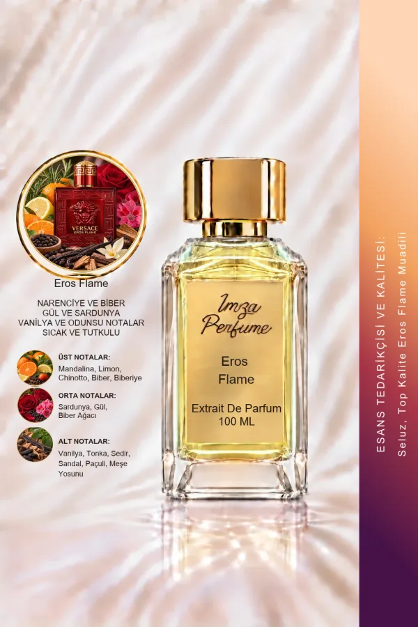 Eros Flame Muadili | Mandalina – Biber – Tonka Fasulyesi – Vanilya | Sıcak ve Tutkulu Intense Erkek Extrait De Parfüm