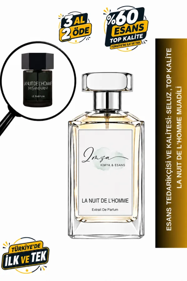 - Delux - La Nuit De L’Homme Muadili | Kakule – Lavanta – Bergamot – Sedir Ağacı | Sıcak ve Baştan Çıkarıcı Intense Erkek Delux Parfüm