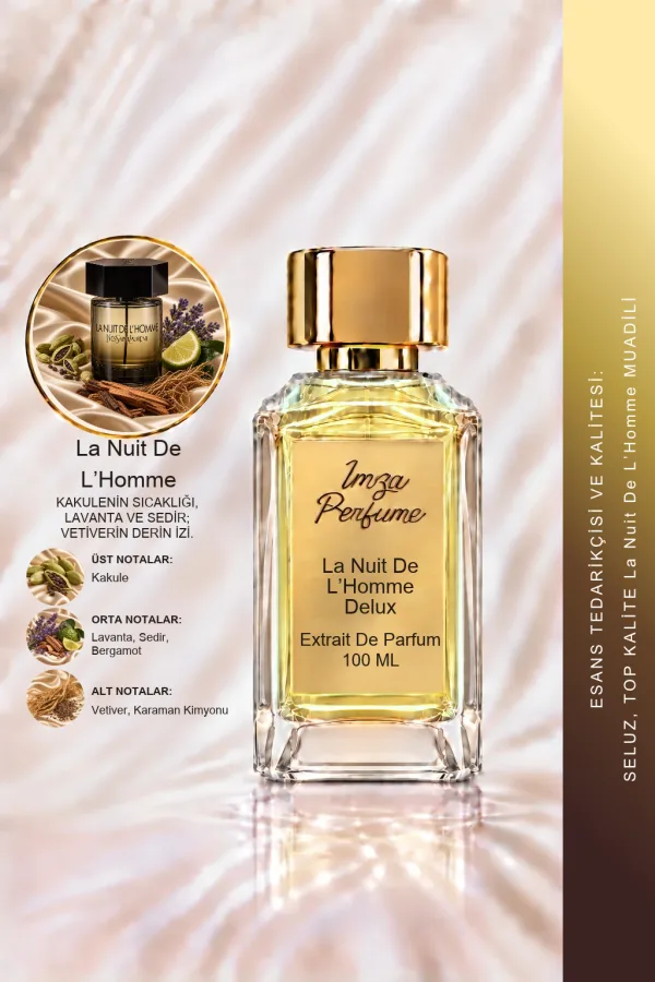 - Delux - La Nuit De L’Homme Muadili | Kakule – Lavanta – Bergamot – Sedir Ağacı | Sıcak ve Baştan Çıkarıcı Intense Erkek Delux Parfüm