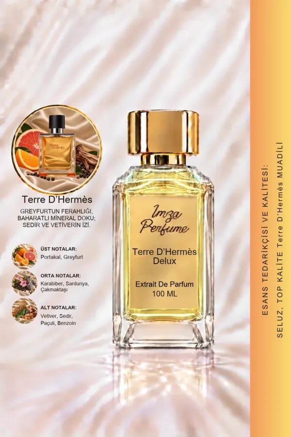 - Delux - Terre D’Hermes Muadili | Portakal – Greyfurt – Biber – Vetiver | Topraksı ve Karizmatik Intense Erkek Delux Parfüm