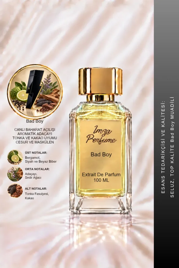 Bad Boy Muadili | Beyaz Biber – Bergamot – Kakao – Tonka Fasulyesi | Baharatlı ve Çekici Intense Erkek Extrait De Parfüm