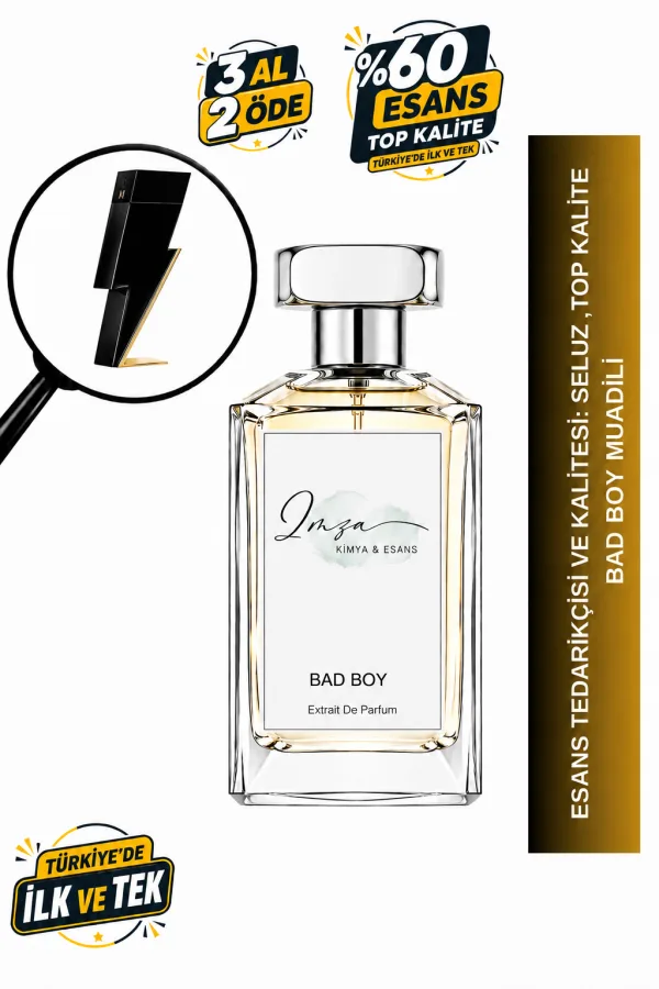 - Delux - Bad Boy Muadili | Beyaz Biber – Bergamot – Kakao – Tonka Fasulyesi | Baharatlı ve Çekici Intense Erkek Delux Parfüm