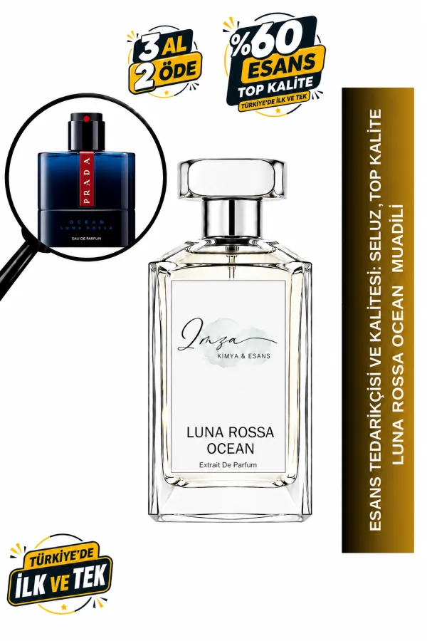 - Delux - Luna Rossa Ocean | Bergamot - İris - Vetiver | Ferah ve Modern Intense Erkek Delux Parfüm