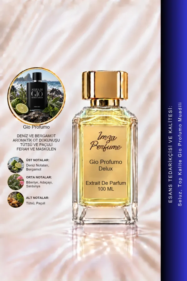 - Delux - Gio Profumo Muadili | Deniz Notaları - Tütsü - Bergamot | Ferah ve Karizmatik Intense Erkek Delux Parfüm