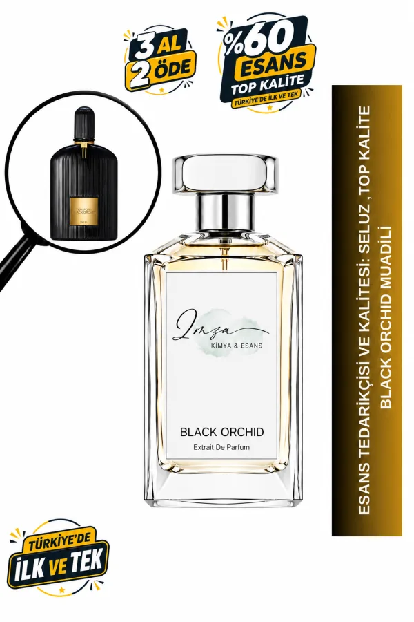 - Delux - Black Orchid Muadili | Ylang Ylang - Siyah Orkide - Paçuli - Vanilya | Taze ve Sıcak Intense Unisex Delux Parfüm
