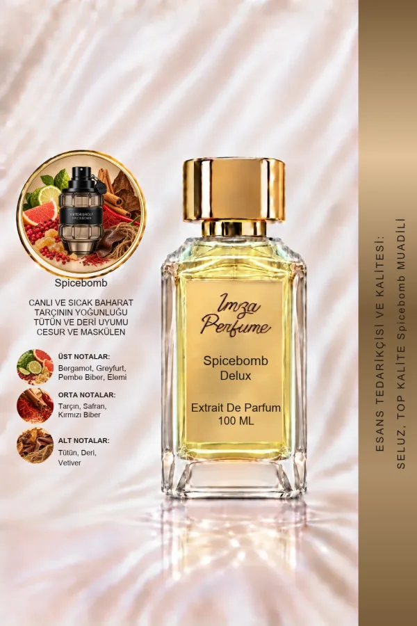 - Delux - Spicebomb Muadili | Tarçın - Bergamot - Kırmızı Biber - Tütün | Erkeksi ve Çekici Intense Erkek Delux Parfüm