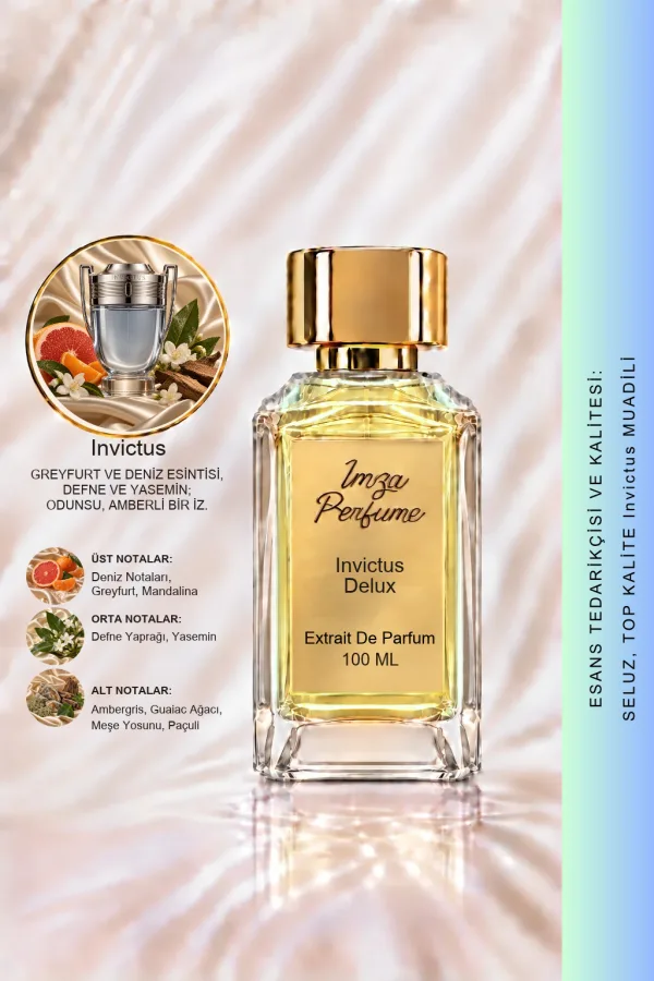 - Delux - Invictus Muadili | Greyfurt - Deniz Notaları - Ambergris | Ferah ve Güçlü Intense Erkek Delux Parfüm
