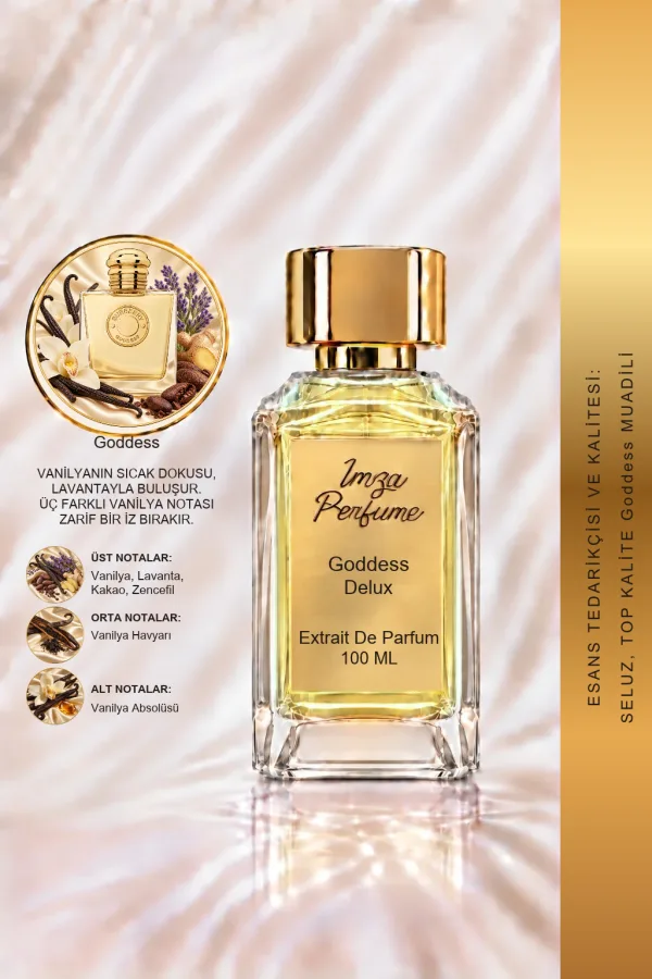 - Delux - Goddess Muadili | Yoğun Vanilya - Amber - Gül - Sedir Ağacı | Aromatik ve Gurme Intense Kadın Delux Parfüm