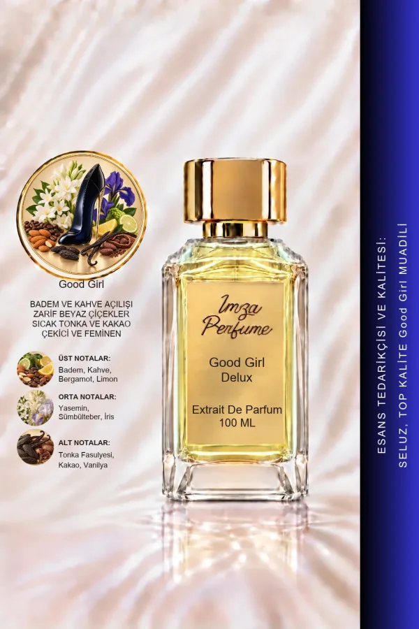 - Delux - Good Girl Muadili | Vanilya - Şakayık - Acı Badem - Bergamot | Yoğun ve Zarif Intense Kadın Delux Parfüm