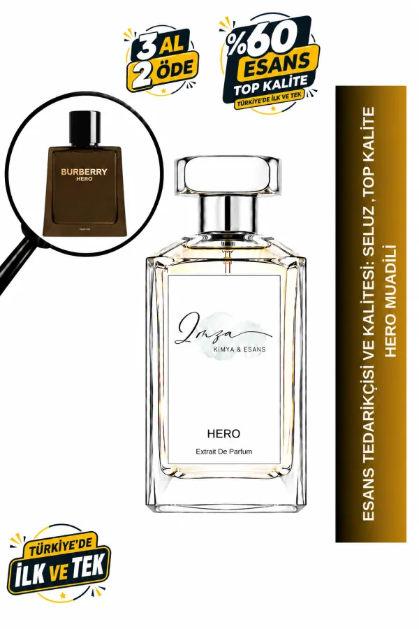 - Delux - Hero Muadili | Sedir Ağacı - Bergamot - Sipriol Yağı | Yoğun ve Güçlü Intense Erkek Delux Parfüm