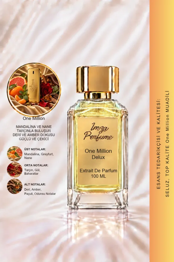 - Delux - One Million Muadili | Tarçın - Deri - Amber | Güçlü ve Çarpıcı Intense Erkek Delux Parfüm