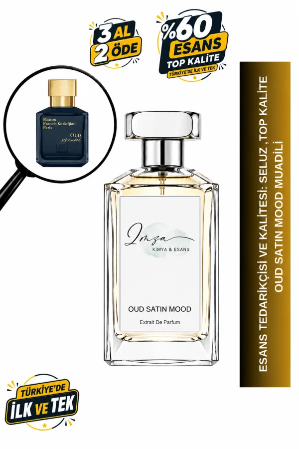 - Delux - Oud Satin Mood Muadili | Oud - Misk - Vanilya - Benzoin | Güçlü ve Yoğun Intense Unisex Delux Parfüm