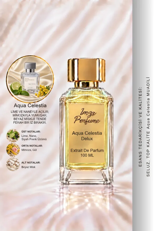 - Delux - Aqua Celestia Muadili | Lime - Nane - Siyah Frenk Üzümü - Misk | Ferah ve Işıltılı Intense Unisex Delux Parfüm