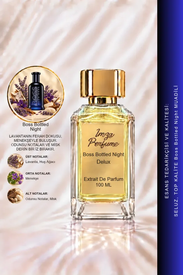 - Delux - Boss Bottled Night Muadili | Lavanta - Huş Ağacı - Menekşe - Misk | Maskülen ve Çekici Intense Erkek Delux Parfüm