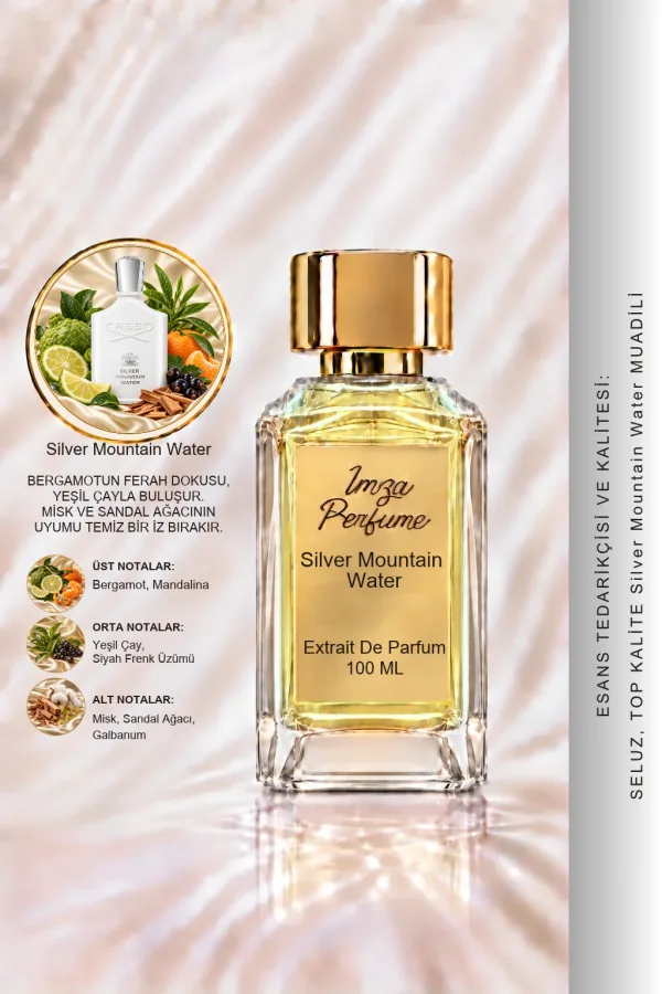 Millesime Silver Mountain Water Muadili | Bergamot - Siyah Frenk Üzümü - Yeşil Çay - Misk | Ferah ve Temiz Intense Unisex Extrait De Parfum