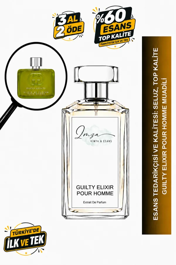 - Delux - Guilty Elixir Pour Homme Muadili | Portakal Çiçeği - Paçuli - Vanilya - Benzoin | Yoğun ve Çekici Intense Erkek Delux Parfüm