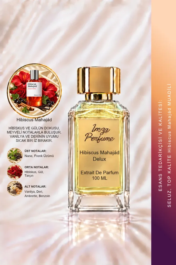 - Delux - Hibiscus Mahajád Muadili | Hibiskus - Gül - Vanilya - Deri | Çiçeksi ve Baştan Çıkarıcı Intense Unisex Delux Parfüm