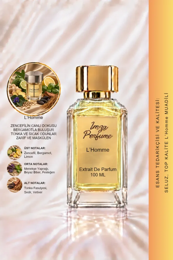 L'Homme Muadili | Zencefil - Bergamot - Menekşe Yaprağı - Sedir Ağacı | Ferah ve Zarif Intense Erkek Extrait De Parfum