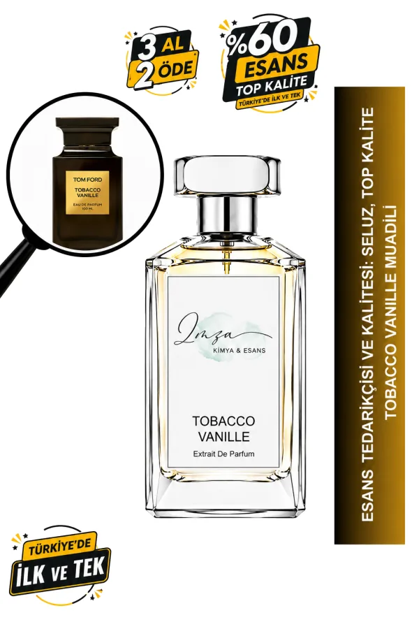 - Delux - Tobacco Vanille Muadili | Tütün - Vanilya - Kakao - Kuru Meyveler | Sıcak ve Sofistike Intense Unisex Delux Parfüm