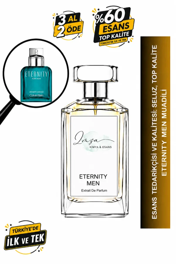 - Delux - Eternity Men Muadili | Lavanta - Yeşil Notalar - Sardunya - Sandal Ağacı | Ferah ve Klasik Intense Erkek Delux Parfüm