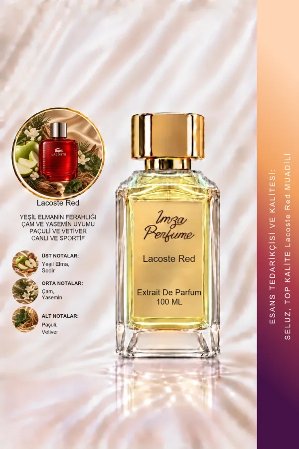 Lacoste Red Muadili | Yeşil Elma - Çam Ağacı - Paçuli - Vetiver | Ferah ve Sportif Intense Erkek Extrait De Parfum