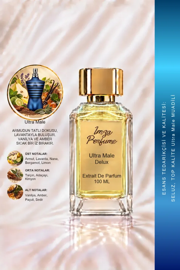 - Delux - Ultra Male Muadili | Armut - Lavanta - Vanilya - Tarçın | Tatlı ve Çekici Intense Erkek Delux Parfüm