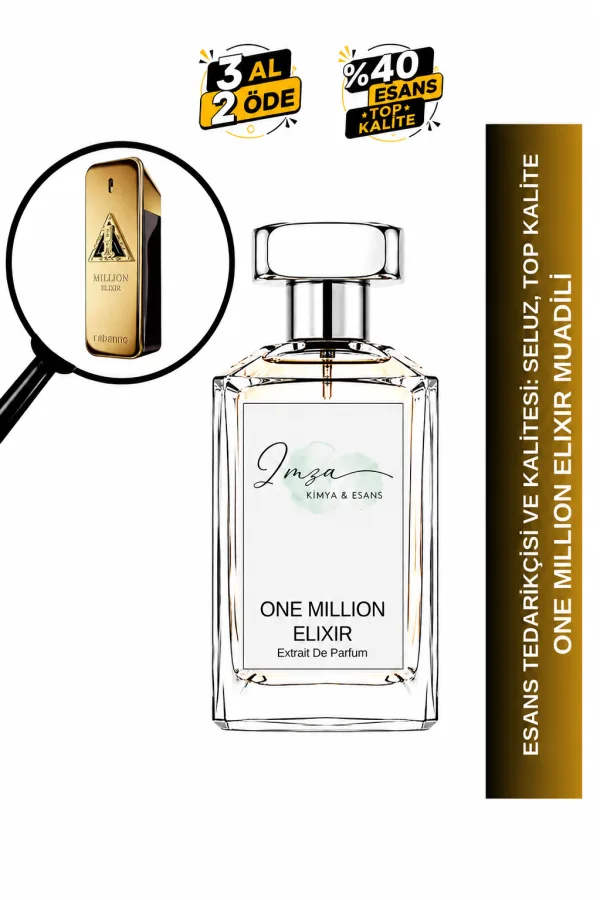 One Million Elixir Muadili | Elma - Gül - Vanilya - Tonka Fasulyesi | Tatlı ve Baştan Çıkarıcı Intense Erkek Extrait De Parfum