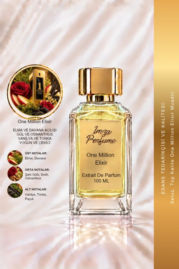 One Million Elixir Muadili | Elma - Gül - Vanilya - Tonka Fasulyesi | Tatlı ve Baştan Çıkarıcı Intense Erkek Extrait De Parfum