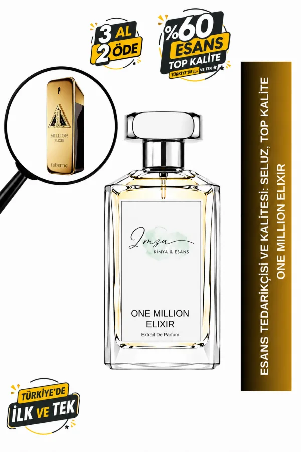 - Delux - One Million Elixir Muadili | Elma - Gül - Vanilya - Tonka Fasulyesi | Tatlı ve Baştan Çıkarıcı Intense Erkek Delux Parfüm