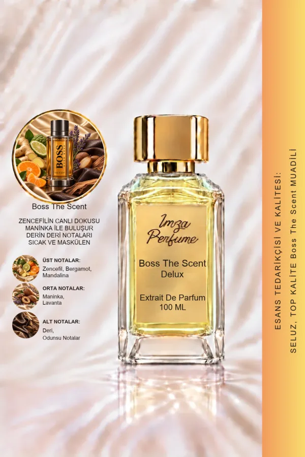- Delux - Boss The Scent Muadili | Zencefil - Maninka - Lavanta - Deri | Çekici ve Maskülen Intense Erkek Delux Parfüm