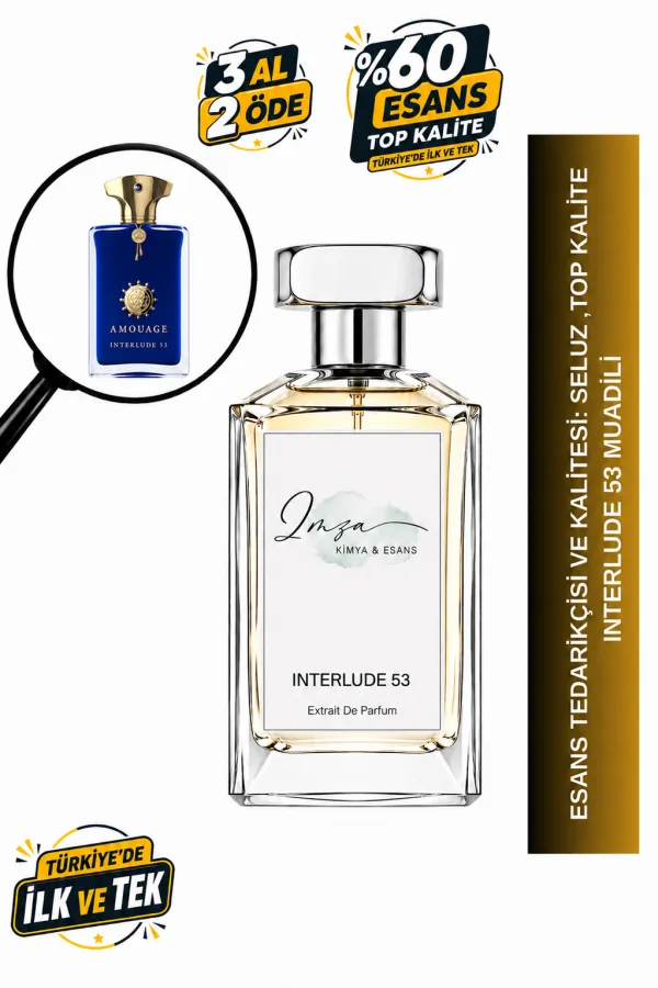 Delux - Interlude 53 Muadili | Tütsü – Amber – Deri – Oud | Ekstra Yoğun ve Gizemli Erkek Delux Parfüm