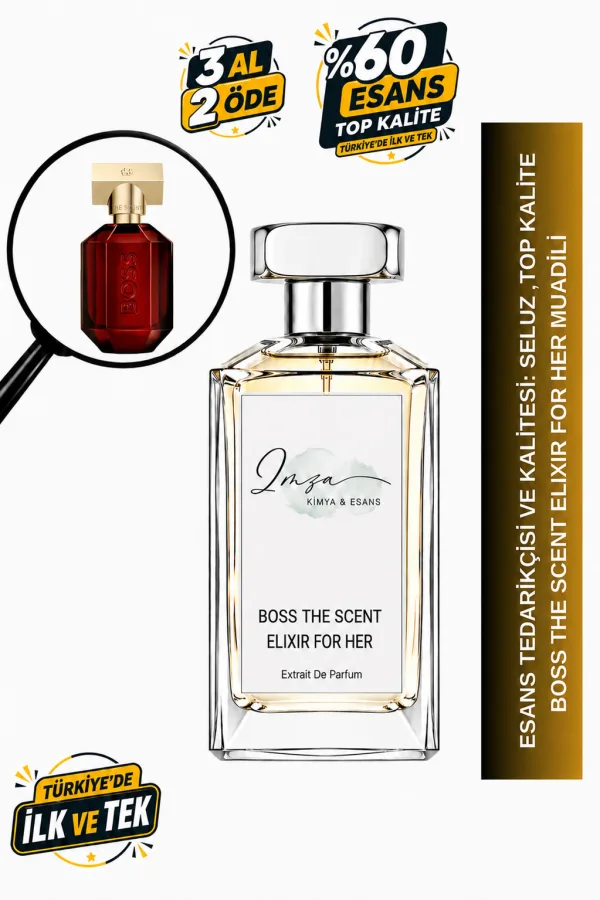 - Delux - Boss The Scent Elixir For Her Muadili | Pembe Biber – Belladonna Çiçeği – Amber | Baharatlı Amberli Kadın Delux Parfüm