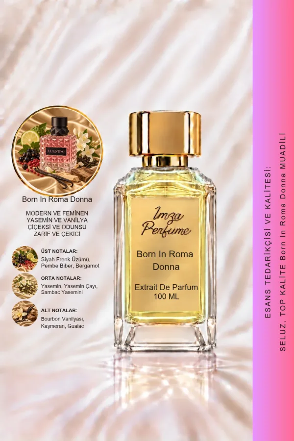 Born in Roma Donna Muadili | Sambac Yasemini – Kaşmir Ağacı – Bourbon Vanilyası | Çiçeksi Amber Kadın Extrait De Parfum