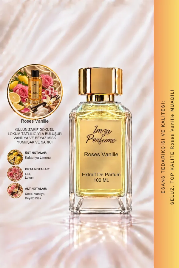 Roses Vanilla Muadili | Gül – Vanilya – Lokum – Beyaz Misk | Tatlı Gourmand Unisex Extrait De Parfum