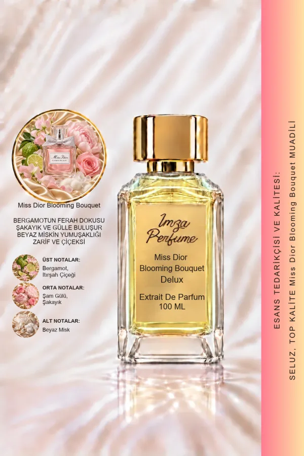 - Delux - Miss Dior Blooming Bouquet Muadili | Bergamot – Şakayık – Şam Gülü – Beyaz Misk | Ferah Çiçeksi Kadın Delux Parfüm