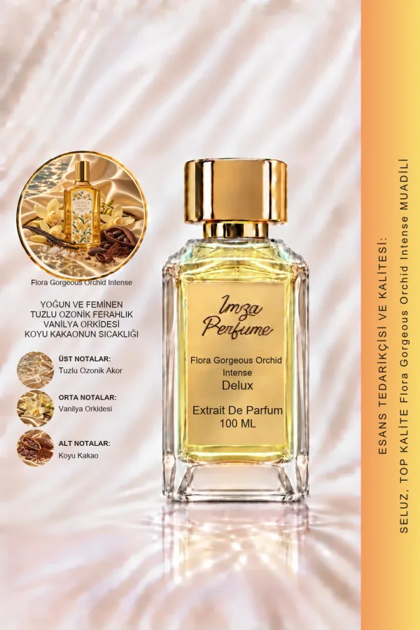 - Delux - Flora Gorgeous Orchid Intense Muadili | Tuzlu Ozonik Akor – Vanilya Orkidesi – Koyu Kakao | Çiçeksi Gurme Kadın Delux Parfüm