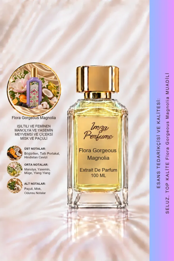 Flora Gorgeous Magnolia Muadili | Manolya – Böğürtlen – Hindistan Cevizi – Paçuli | Meyvemsi Çiçeksi Kadın Extrait De Parfum